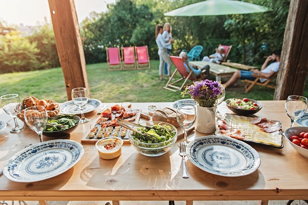 Table set for outdoor family dining