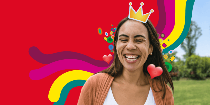 Woman laughing outside
