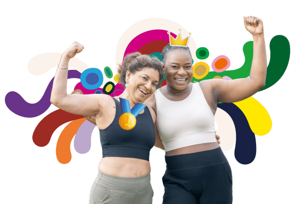 Two women celebrating