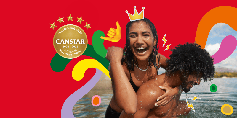 Happy couple swimming