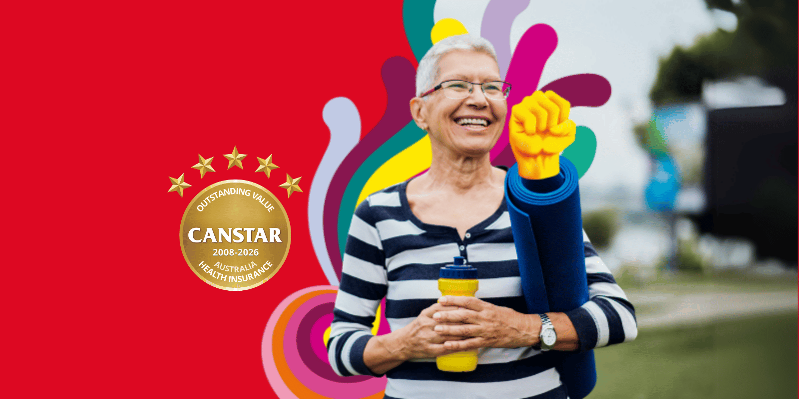 Senior woman smiling outside