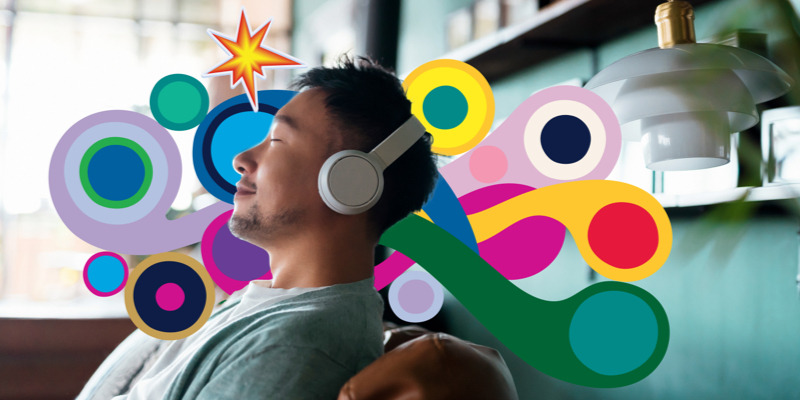 Young man listening to music