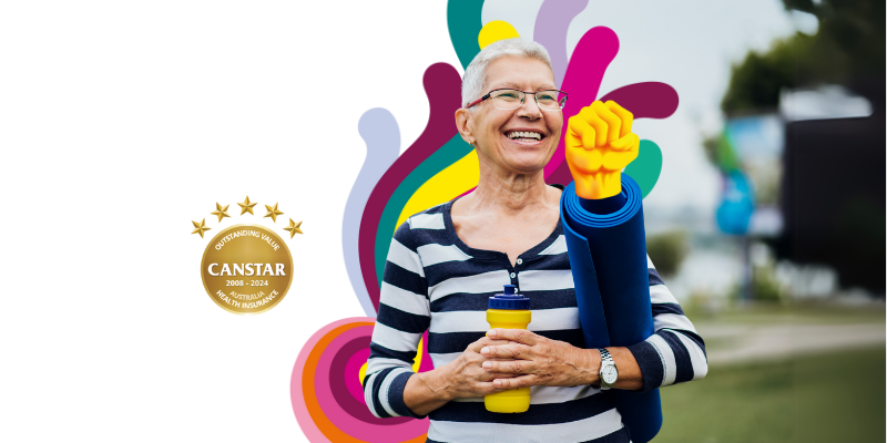 Senior woman smiling outside