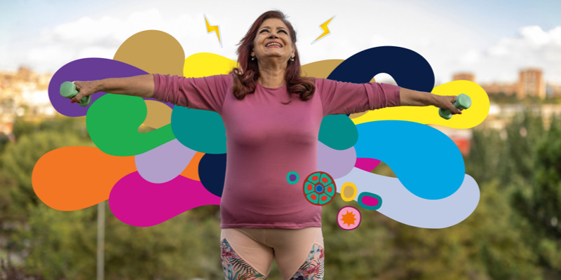 Woman stretching outside