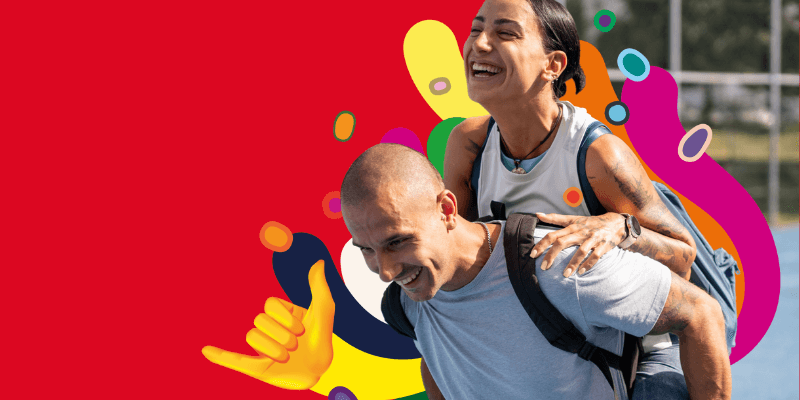 Man carrying woman on his back