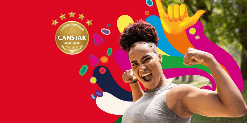 Woman flexing arm muscles