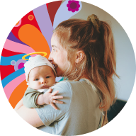 Young mother holding baby