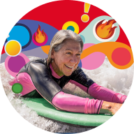 Older woman surfing
