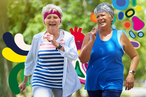 Two older ladies exercising