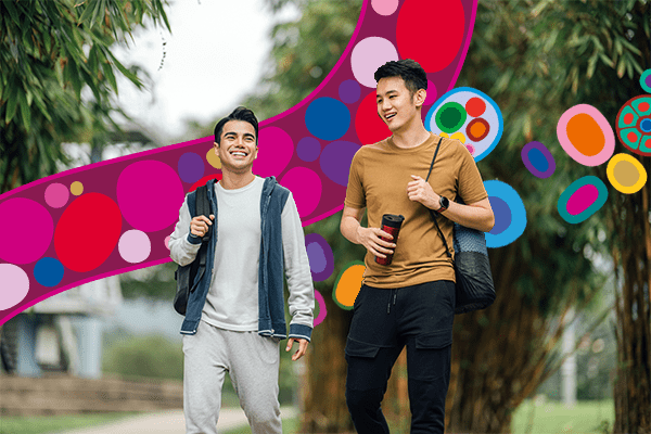 Two students walking together