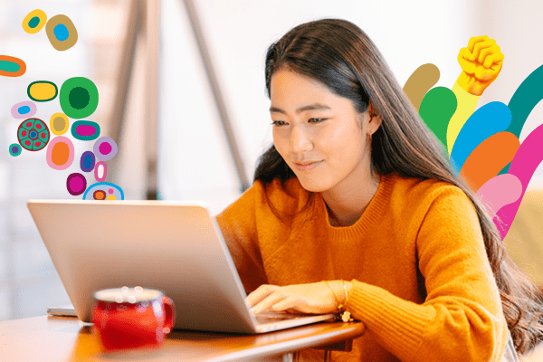 Woman using laptop computer