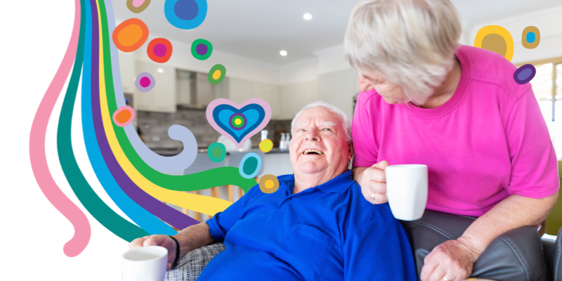 Elderly couple smiling together