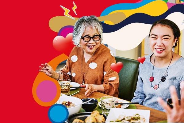 Mother and daughter sharing a meal