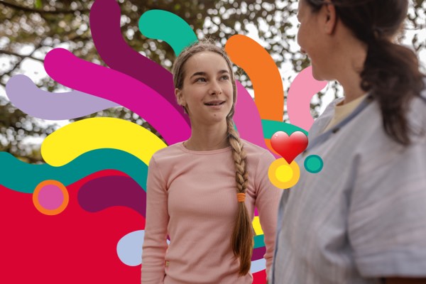 Teenager talking to adult