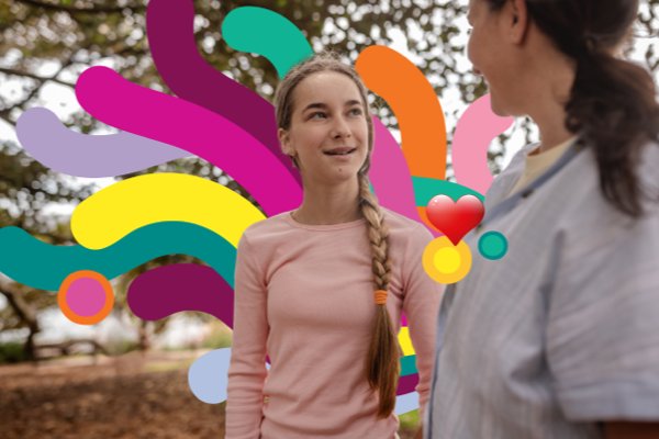 Teenager talking to adult