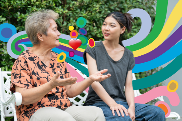 Two women talking