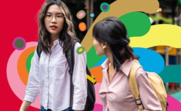 Two girls walking together