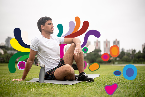 Man stretching after workout