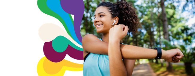 Woman stretching before run