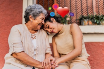 Mother and daughter hugging