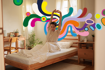 Person waking up from a good night's rest