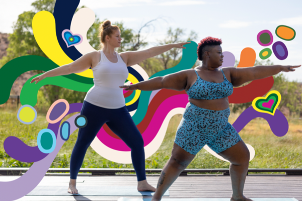 Two women doing yoga