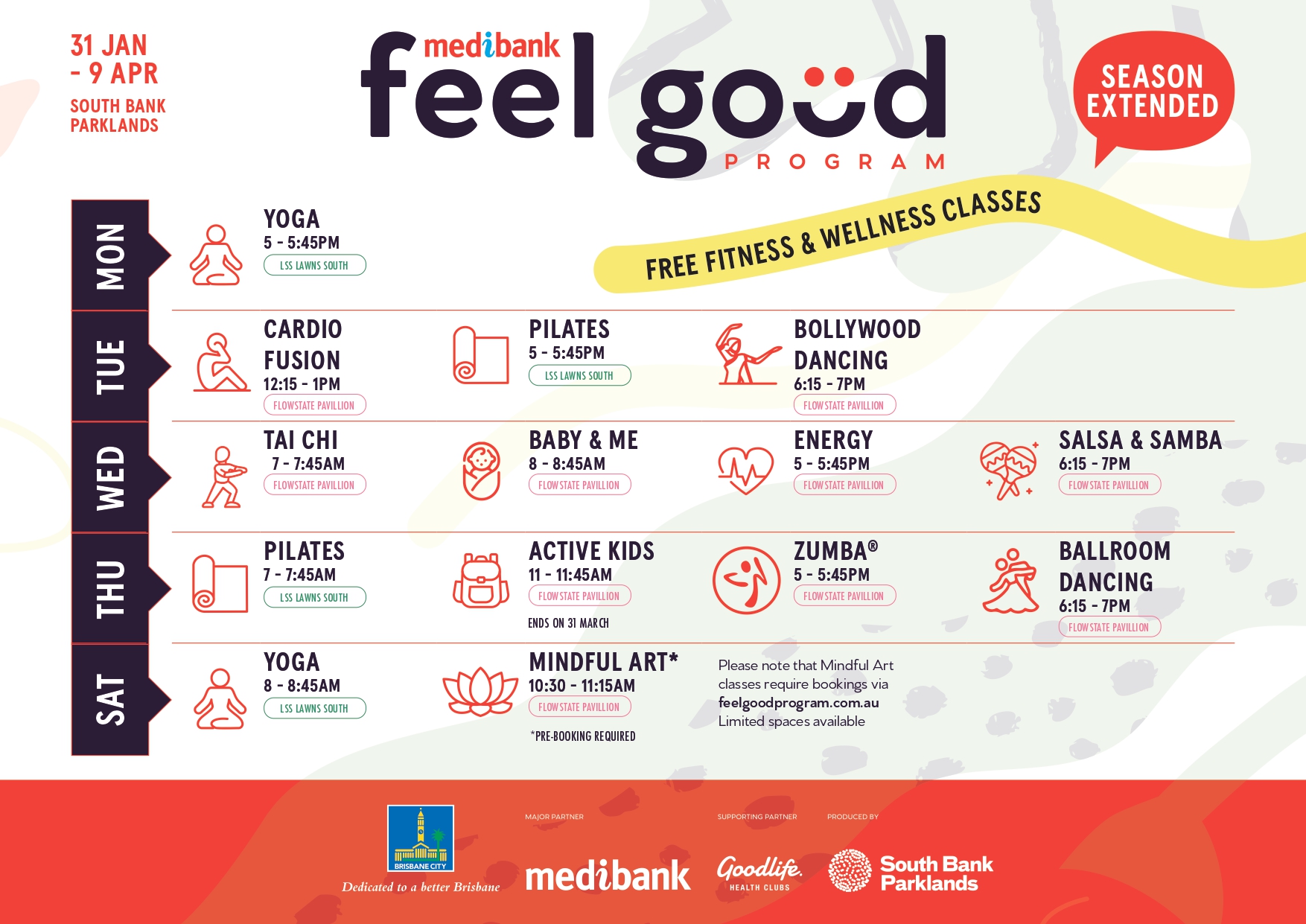 Feel Good Program timetable