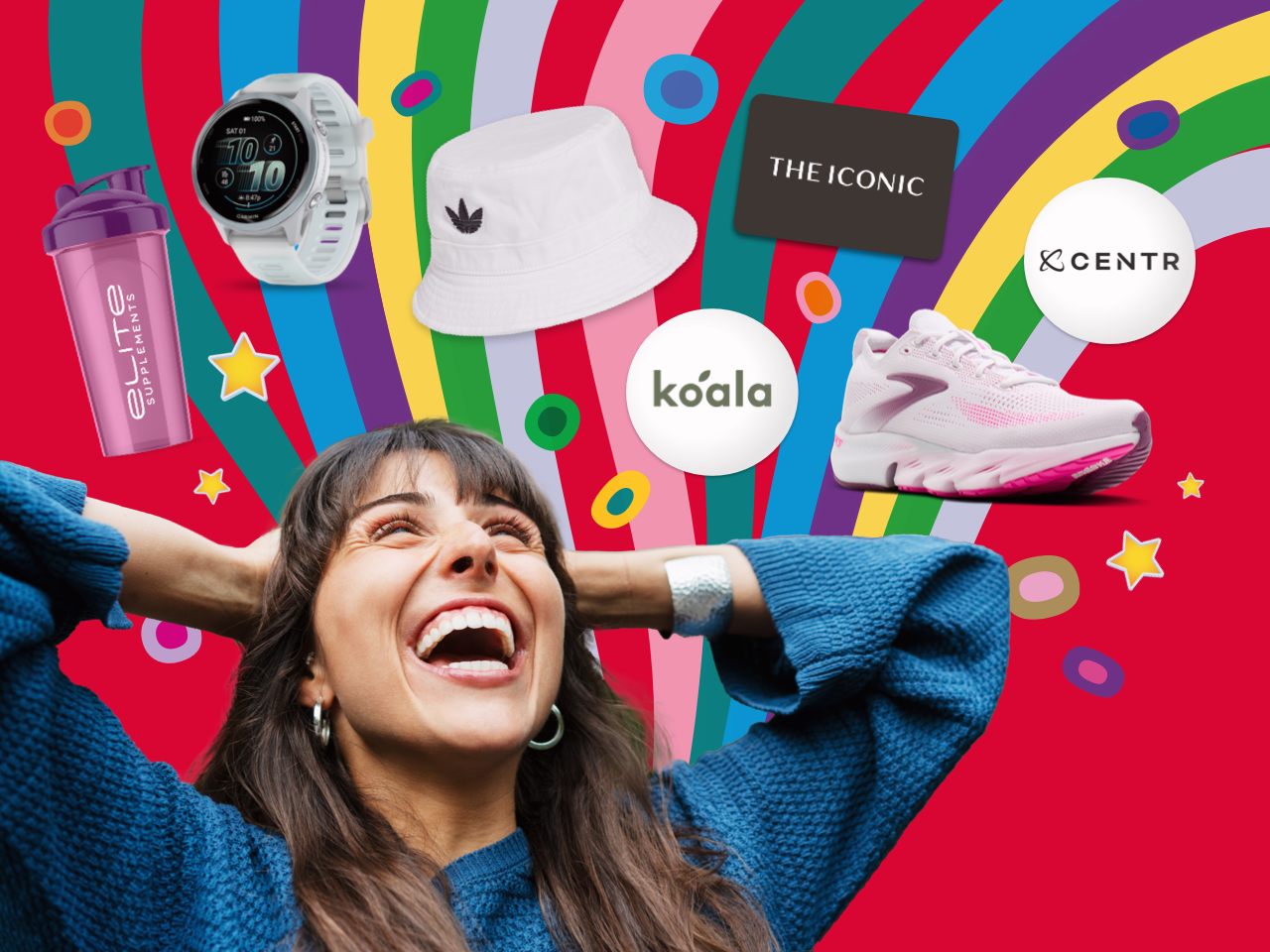 Phone screen surrounded by various Live Better rewards partners