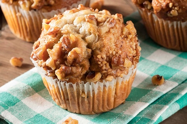 Homemade Banana Nut Muffins Ready to Eat