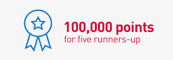 100,000 points for five runners-up