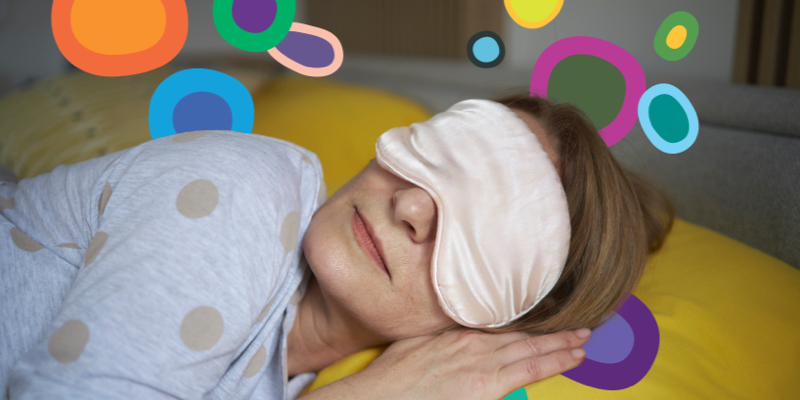 Woman sleeping with eye mask on