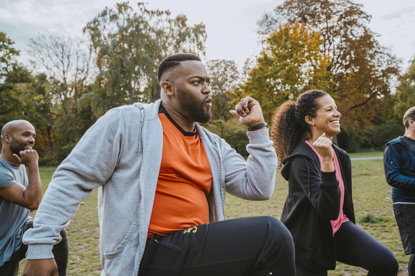 Group exercising in a park