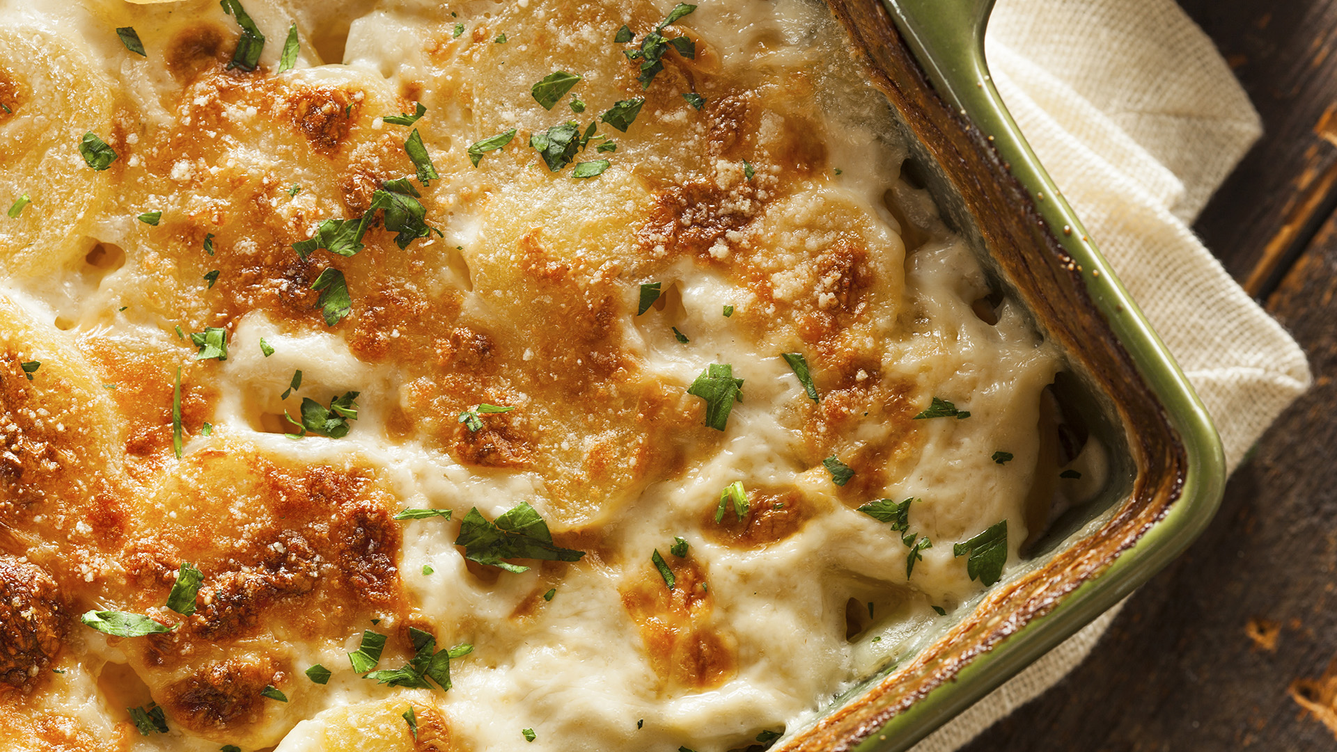 Homemade Cheesey Scalloped Potatoes with Parsley Flakes