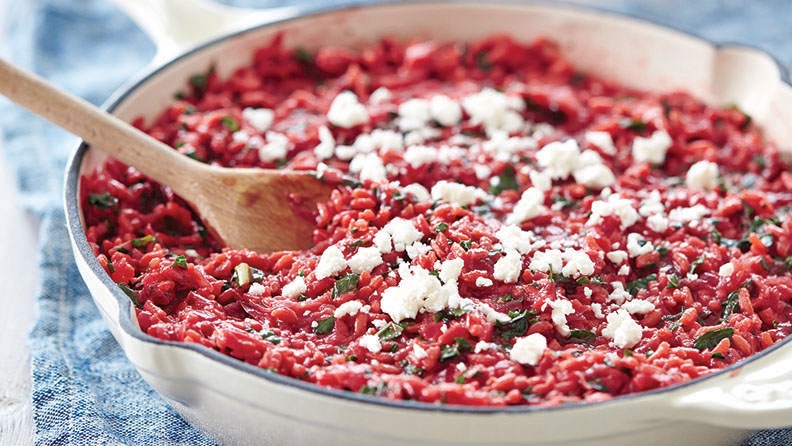 Beetroot and kale add amazing colour and goodness to this exciting risotto recipe