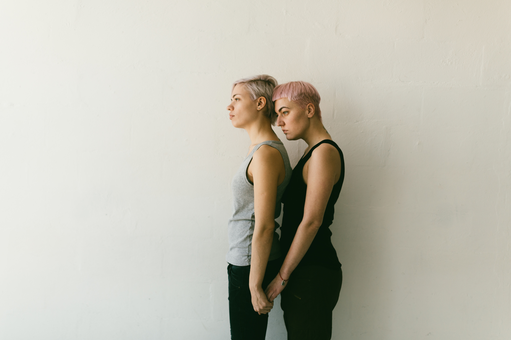 lesbian couple on the white background