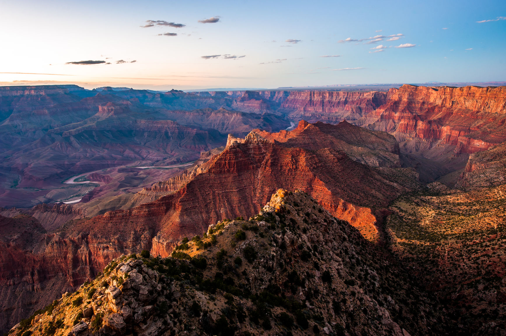 Sunset scenery from Grand Canyon South Rim, Grand Canyon National Park, USA