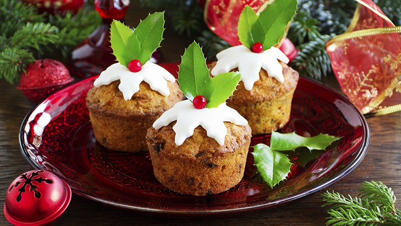 Pumpkin and carrot muffins on New Year's table.