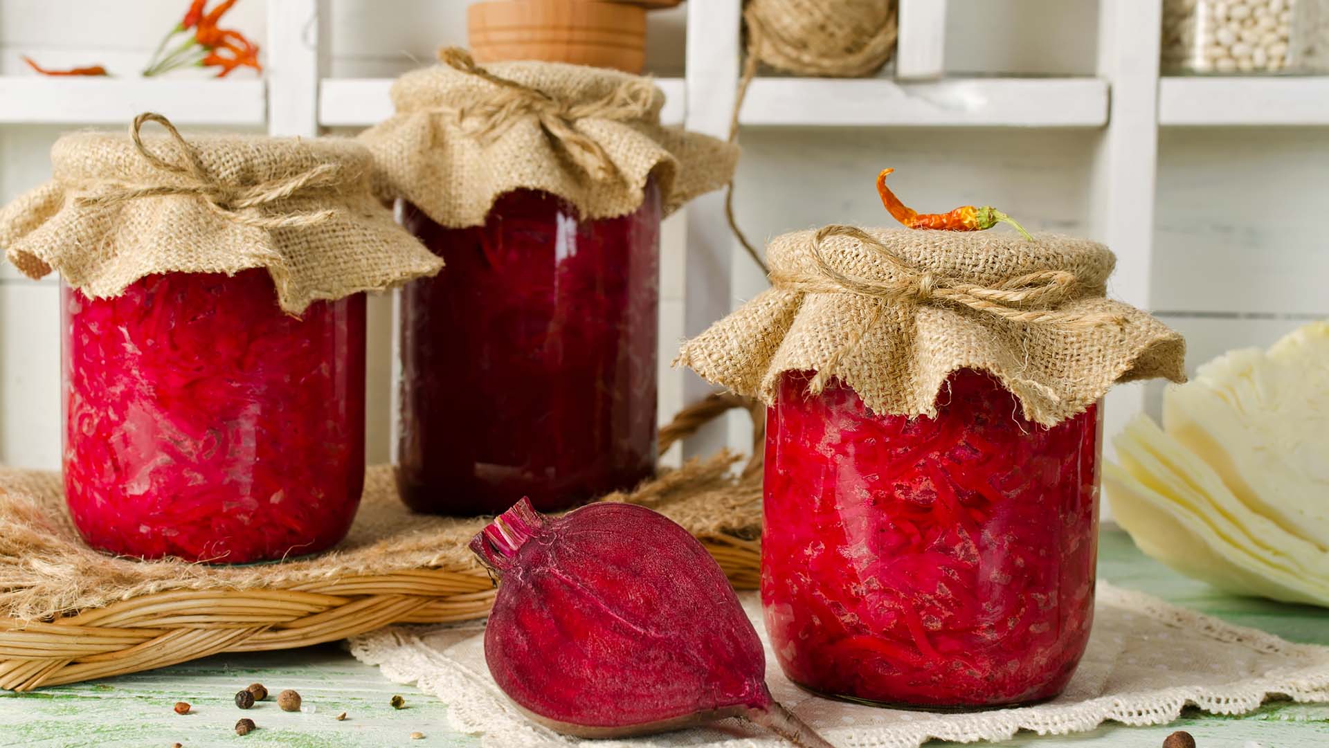 Salad with cabbage and beets. Home canning