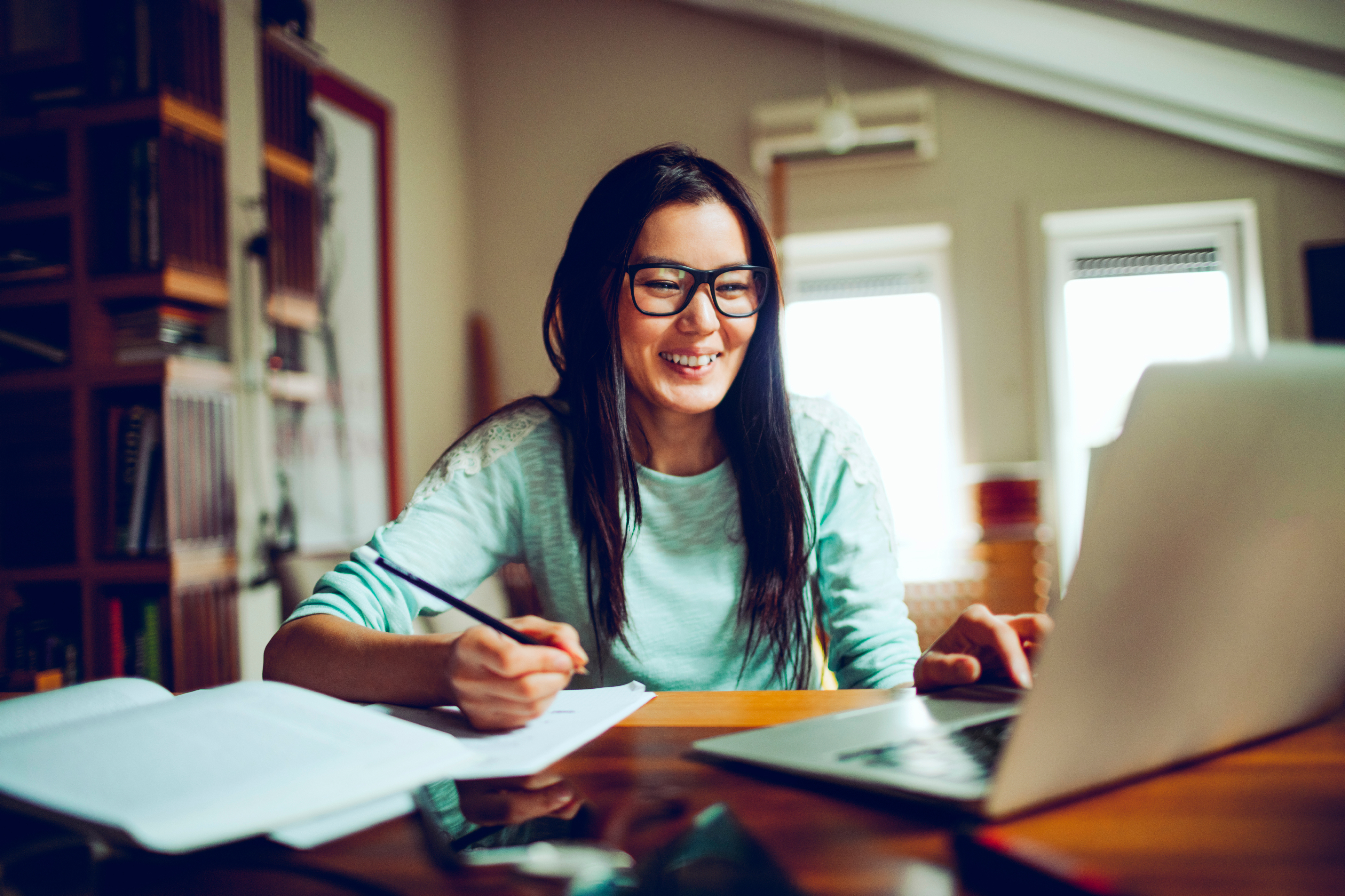 Photo of student studying