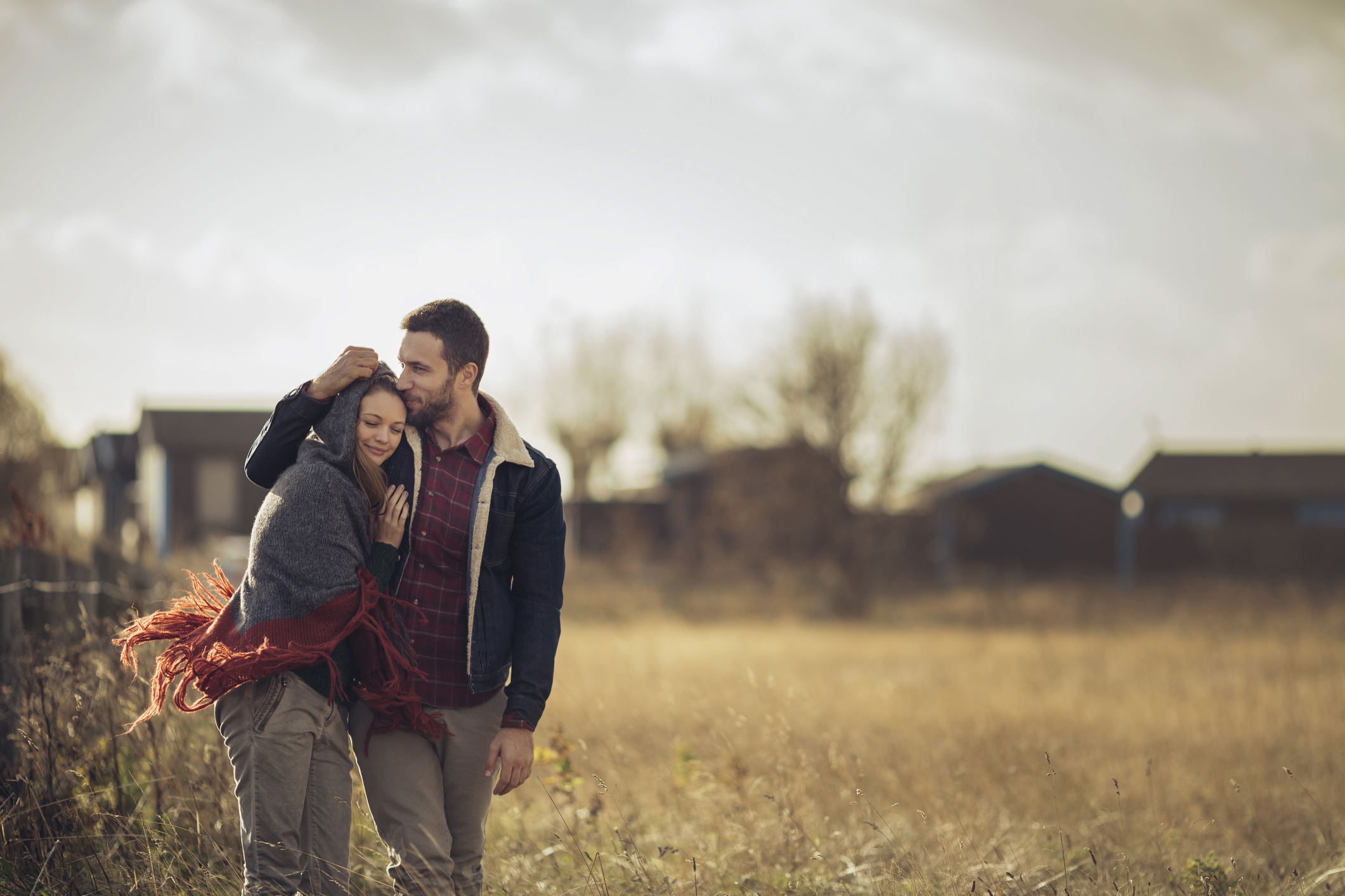 Photo of a happy couple enjoying countryside together