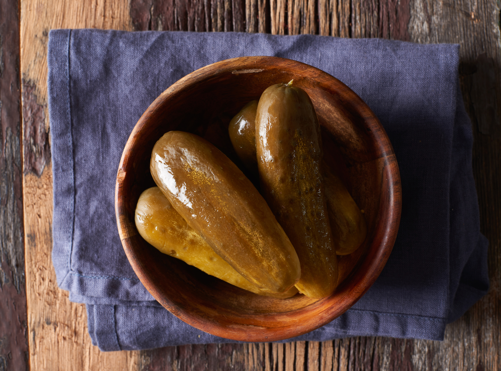 Dill pickles in a bowl