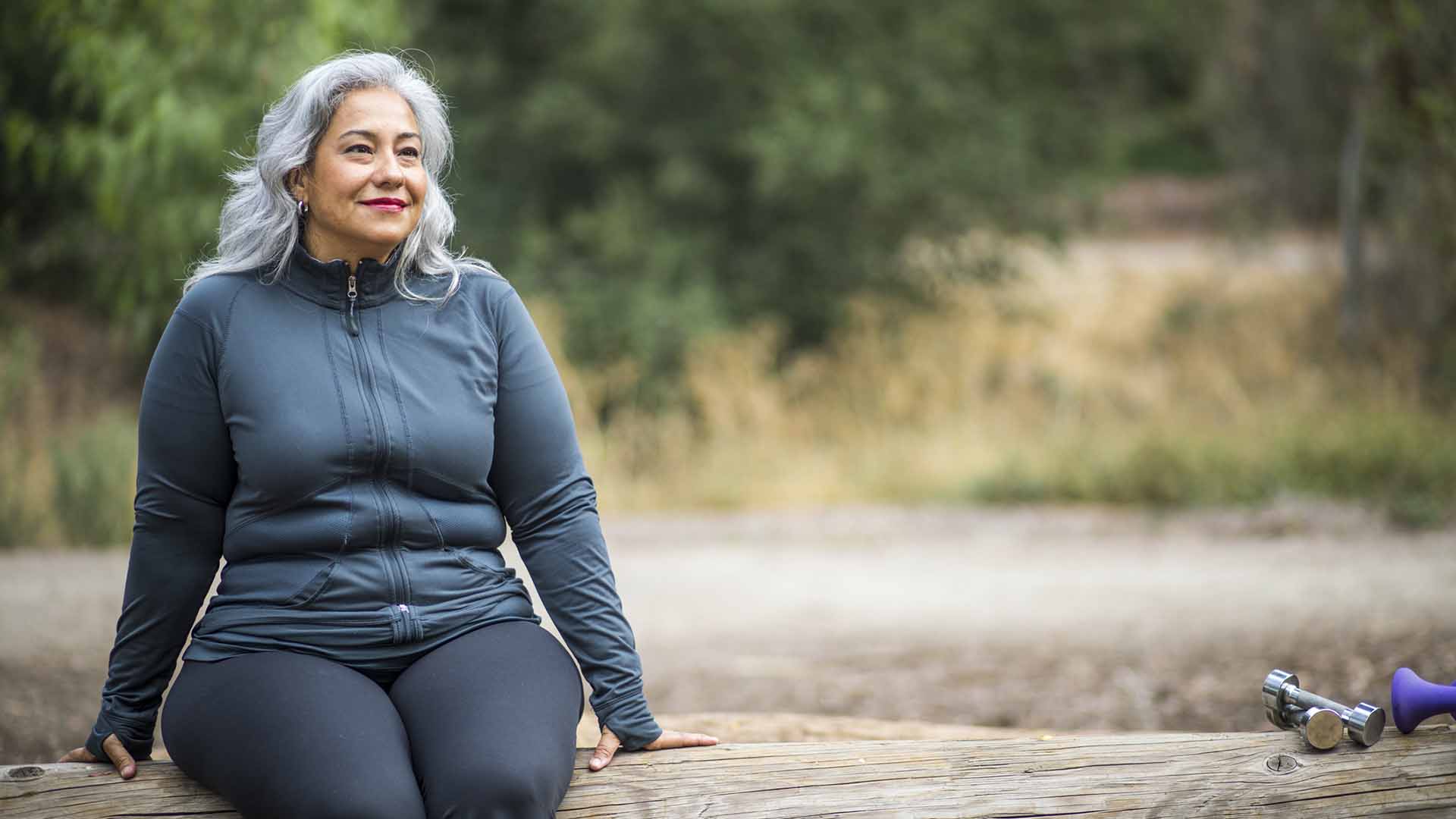 Mature mexican woman during her workout