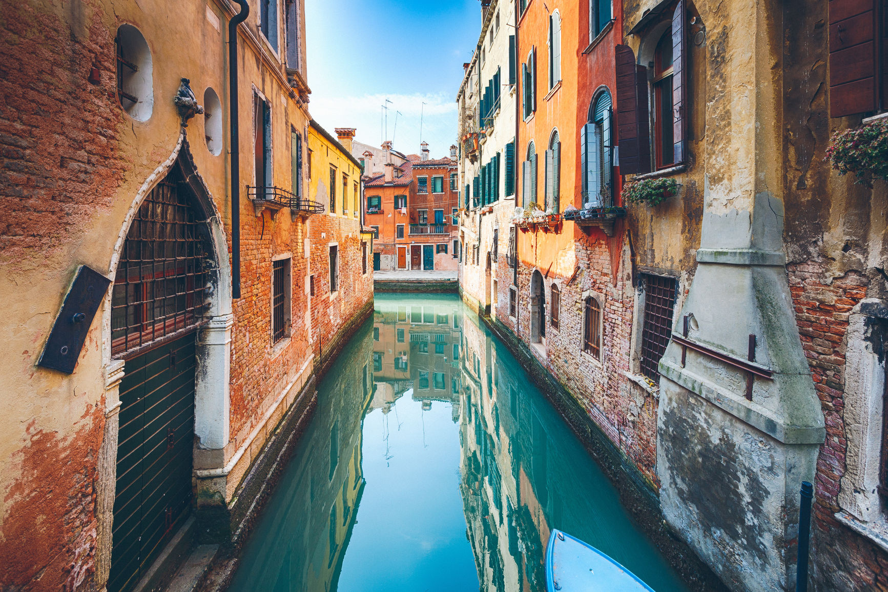 Colorful canal in Venice, Italy