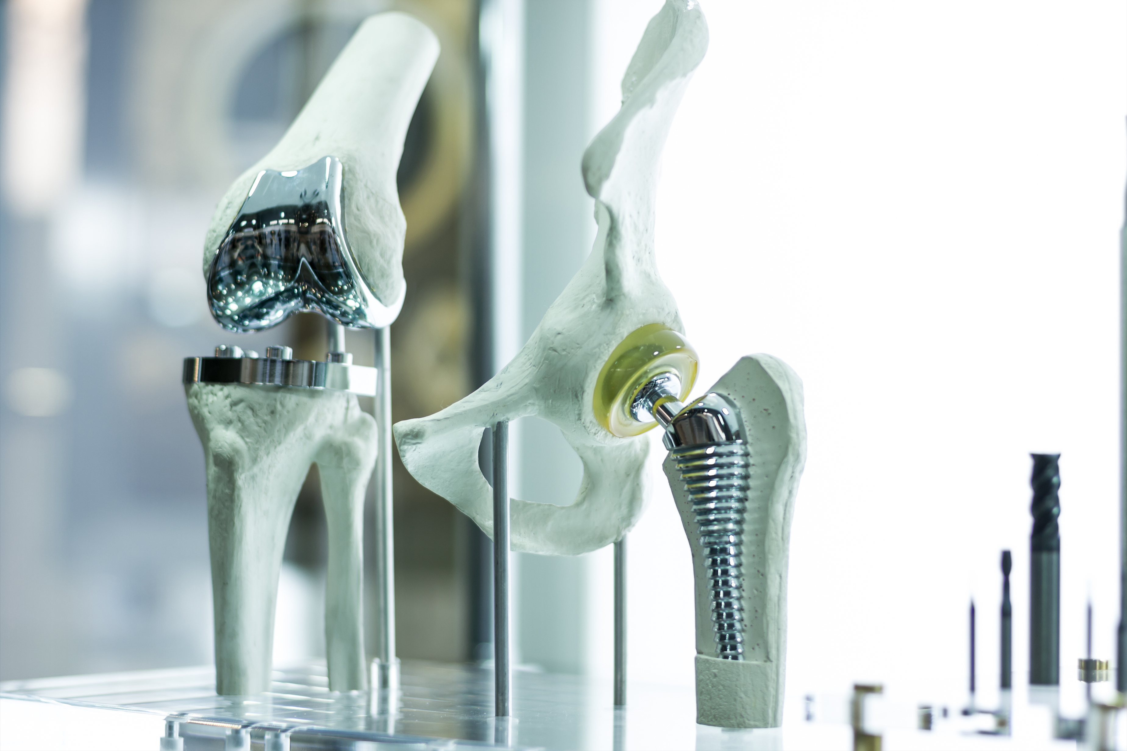 537016810 Modern knee and hip prosthesis made by cad engineer and manufactured by 3d printing