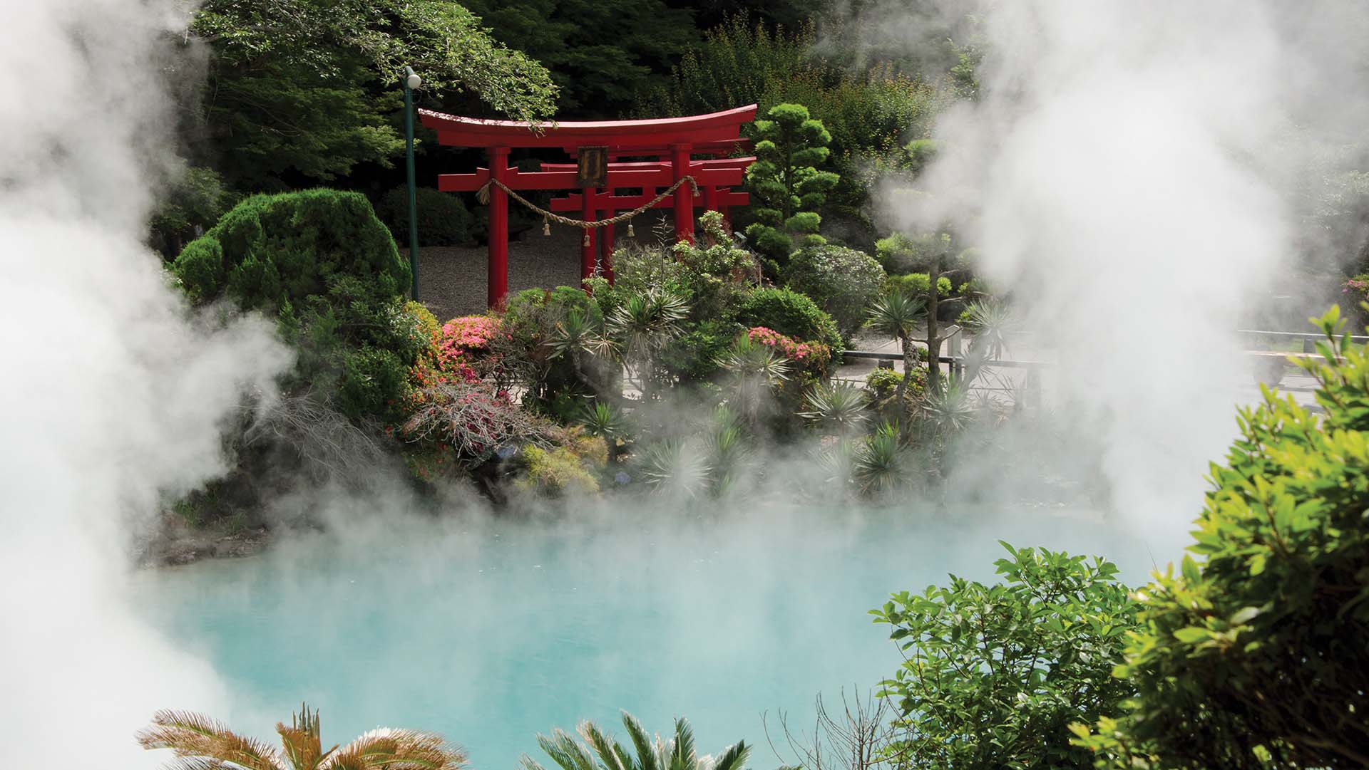 The Sea Hell, one of the eight hells (Jigoku), multi-colored volcanic pool of boiling water in Kannawa district in Beppu, Japan.