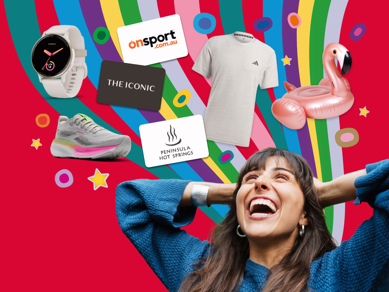 Phone screen surrounded by various Live Better rewards partners