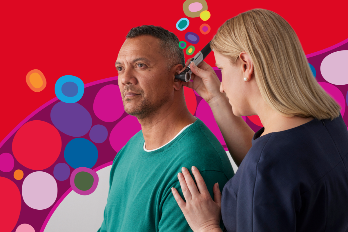 Man getting his ears checked