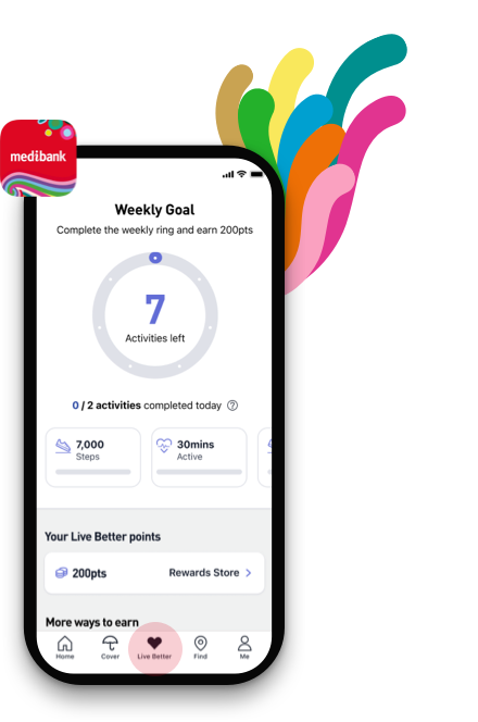 Phone screen with Live Better rewards dashboard