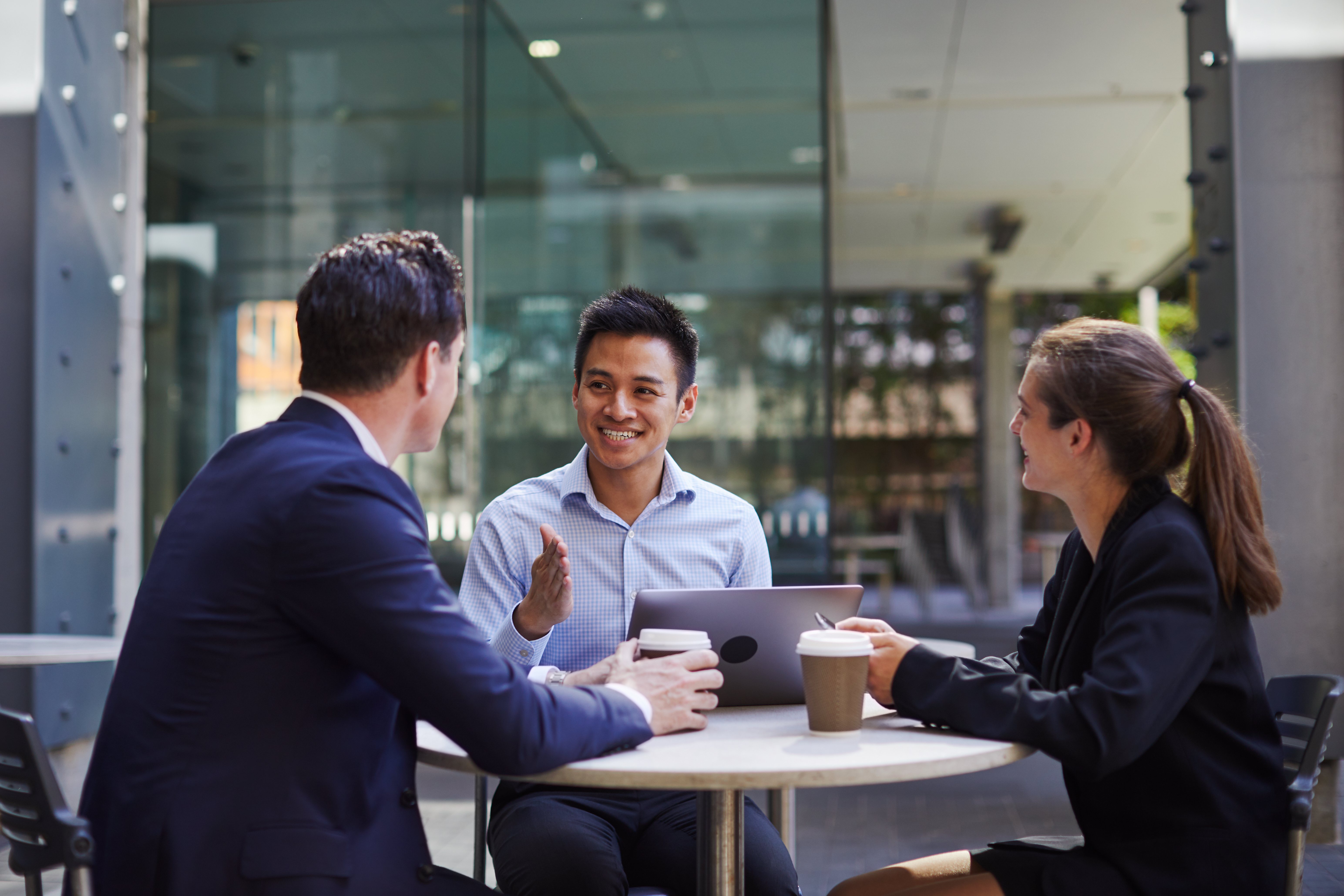 Business corporate meeting outdoors. Sydney Australia.