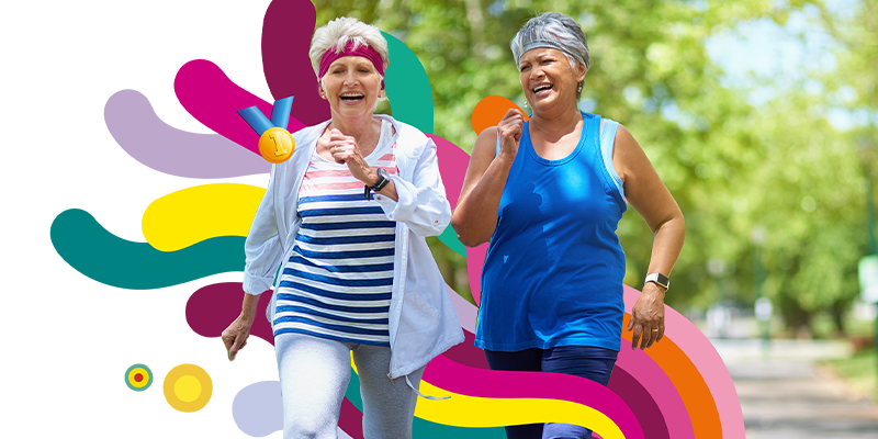 older ladies smiling while walking among the outdoors